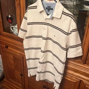 Tommy Hilfiger White and Black Polo Shirt Casual Fit